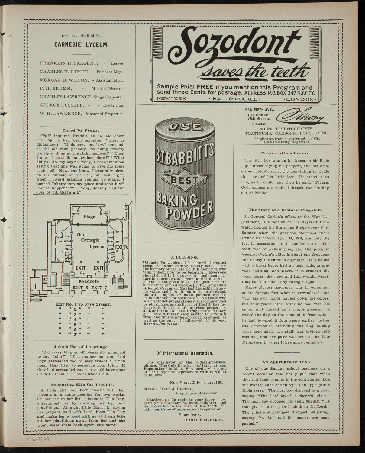 New York School of Expression Student Program and Graduation, May 16, 1899, program page 3