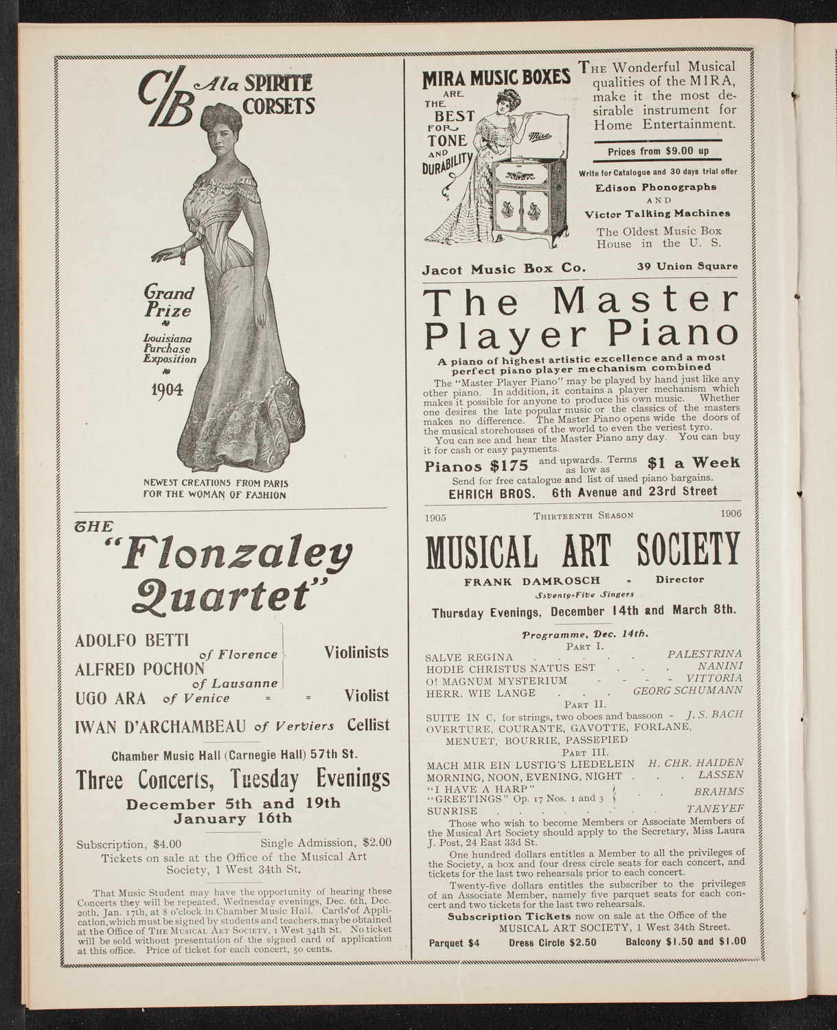 New York Philharmonic, November 11, 1905, program page 8