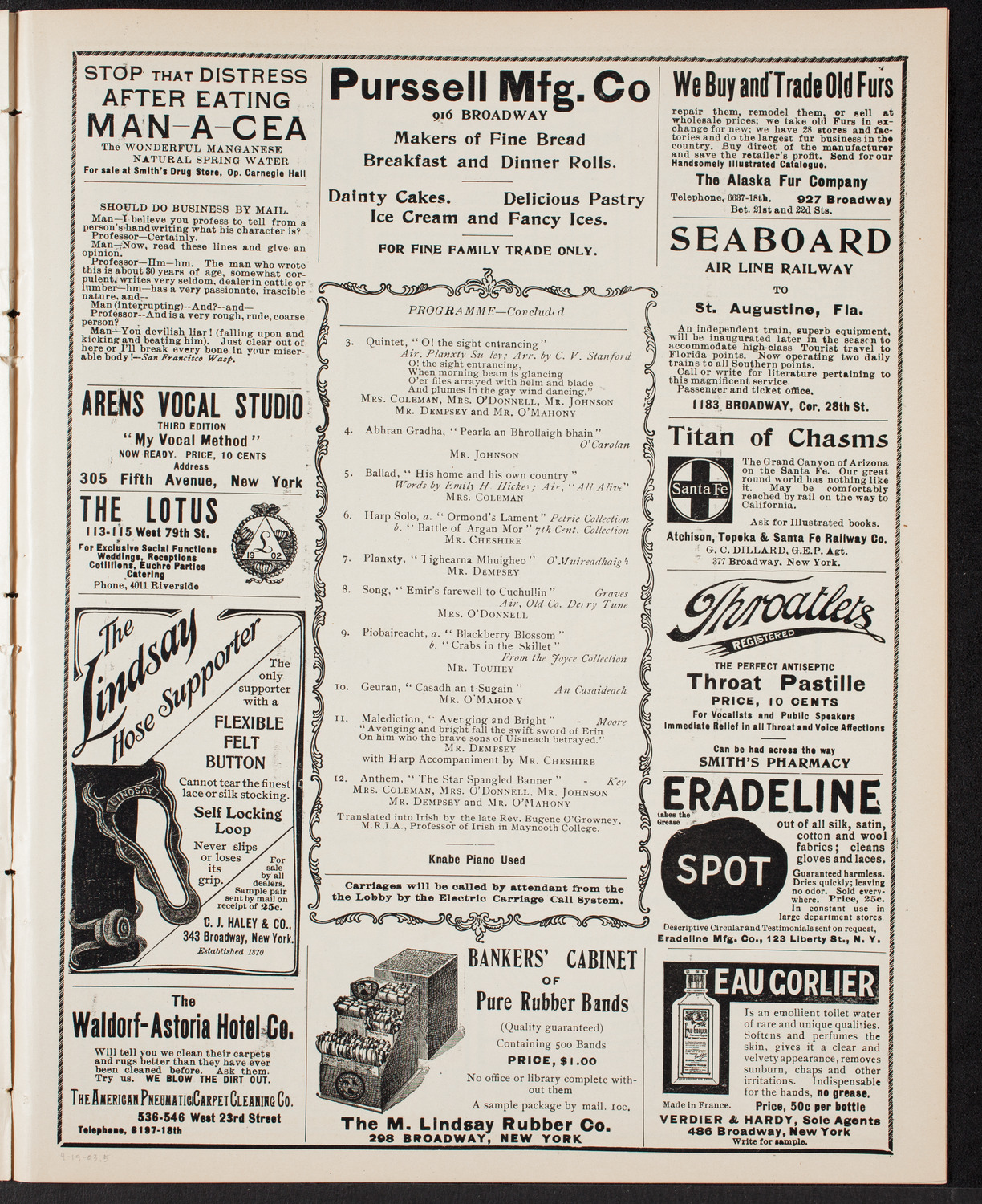 Meeting: The Gaelic Society, April 19, 1903, program page 9