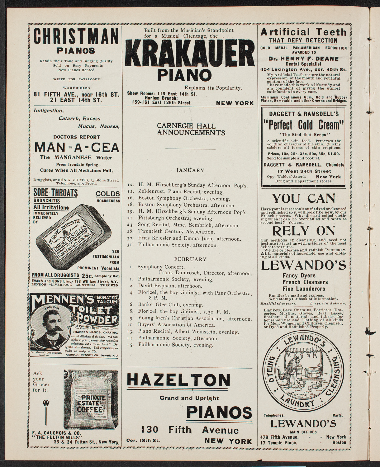 New York Philharmonic, January 11, 1902, program page 2