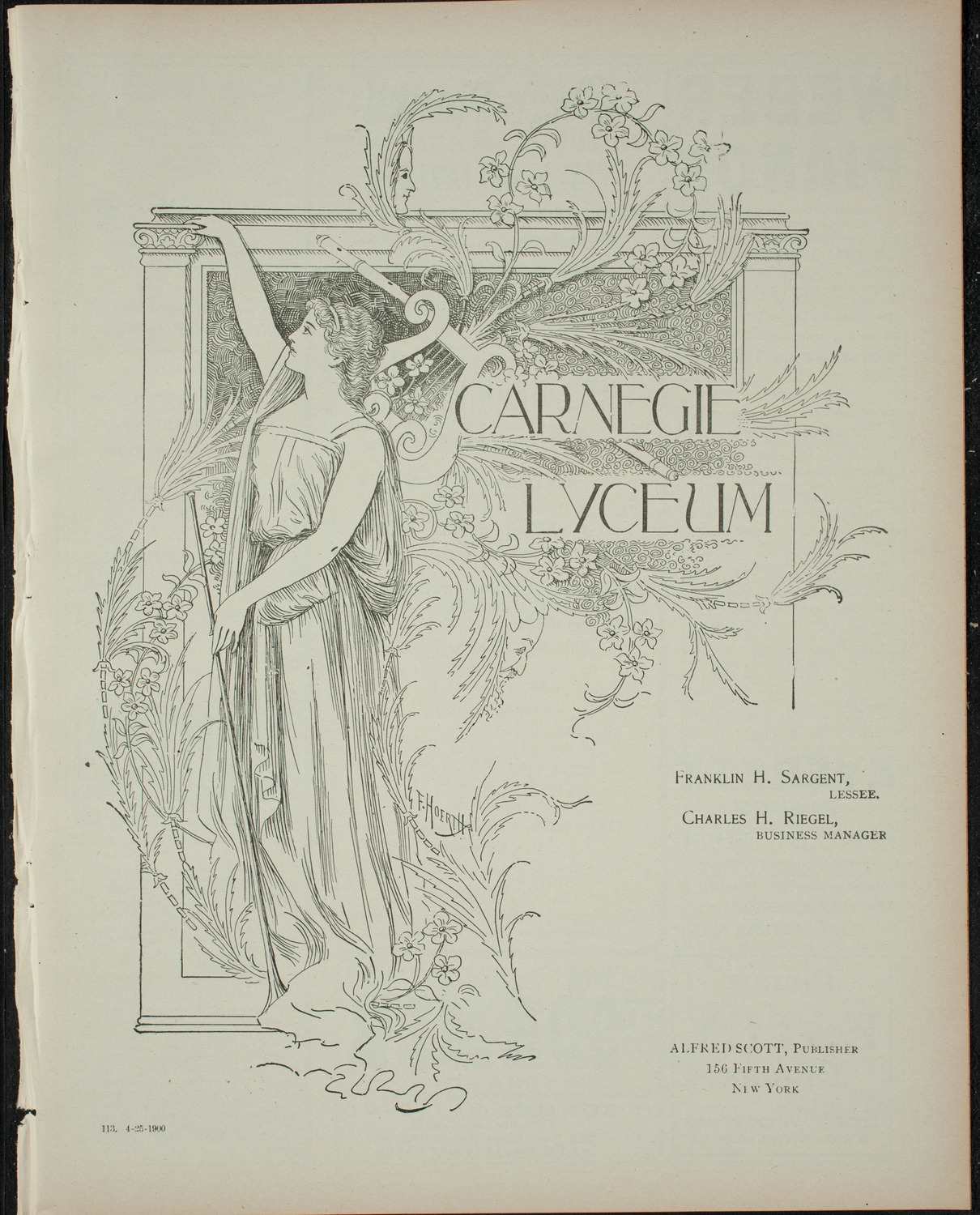 Dramatic Recital presented by Mrs. Harriet Webb, April 25, 1900, program page 1