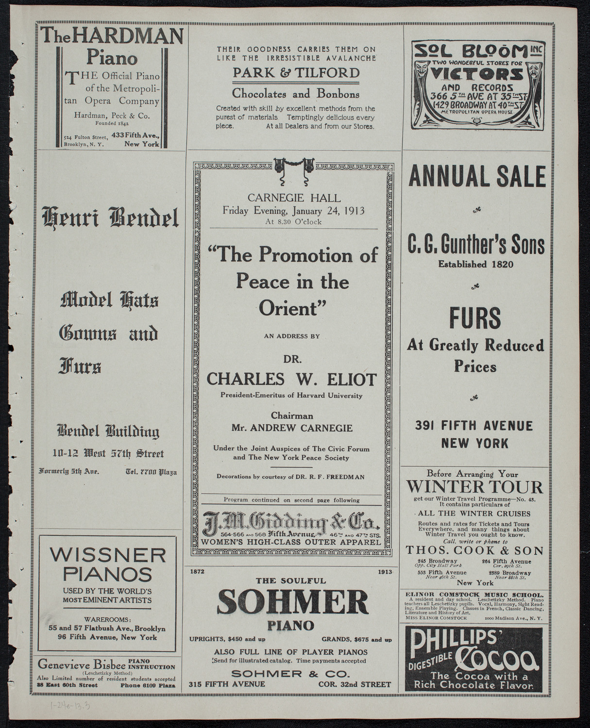 Address by Charles W. Eliot, January 24, 1913, program page 5