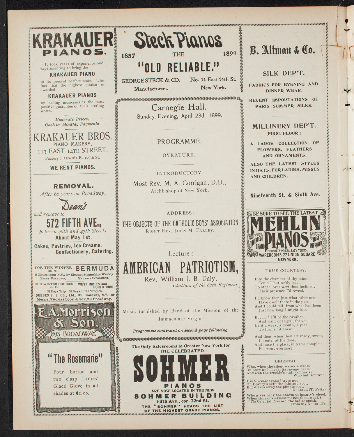 Meeting: Catholic Boys' Association, April 23, 1899, program page 4