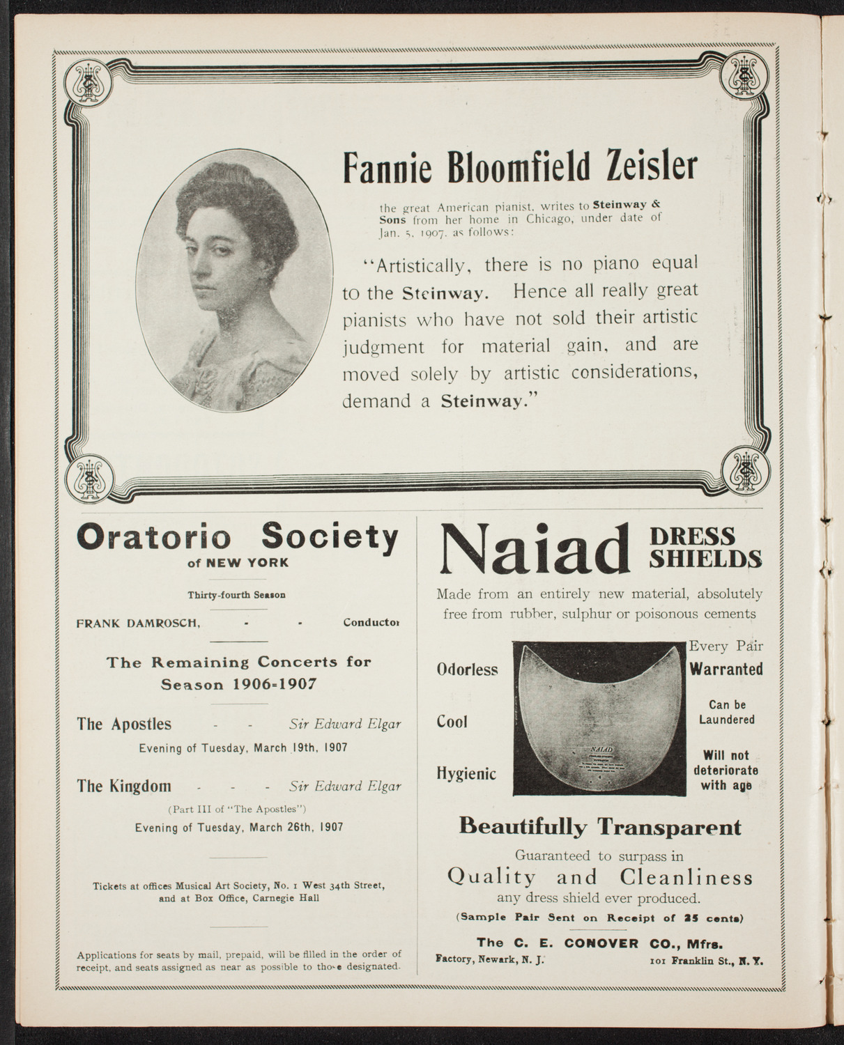 Fannie Bloomfield Zeisler, Piano, January 26, 1907, program page 4