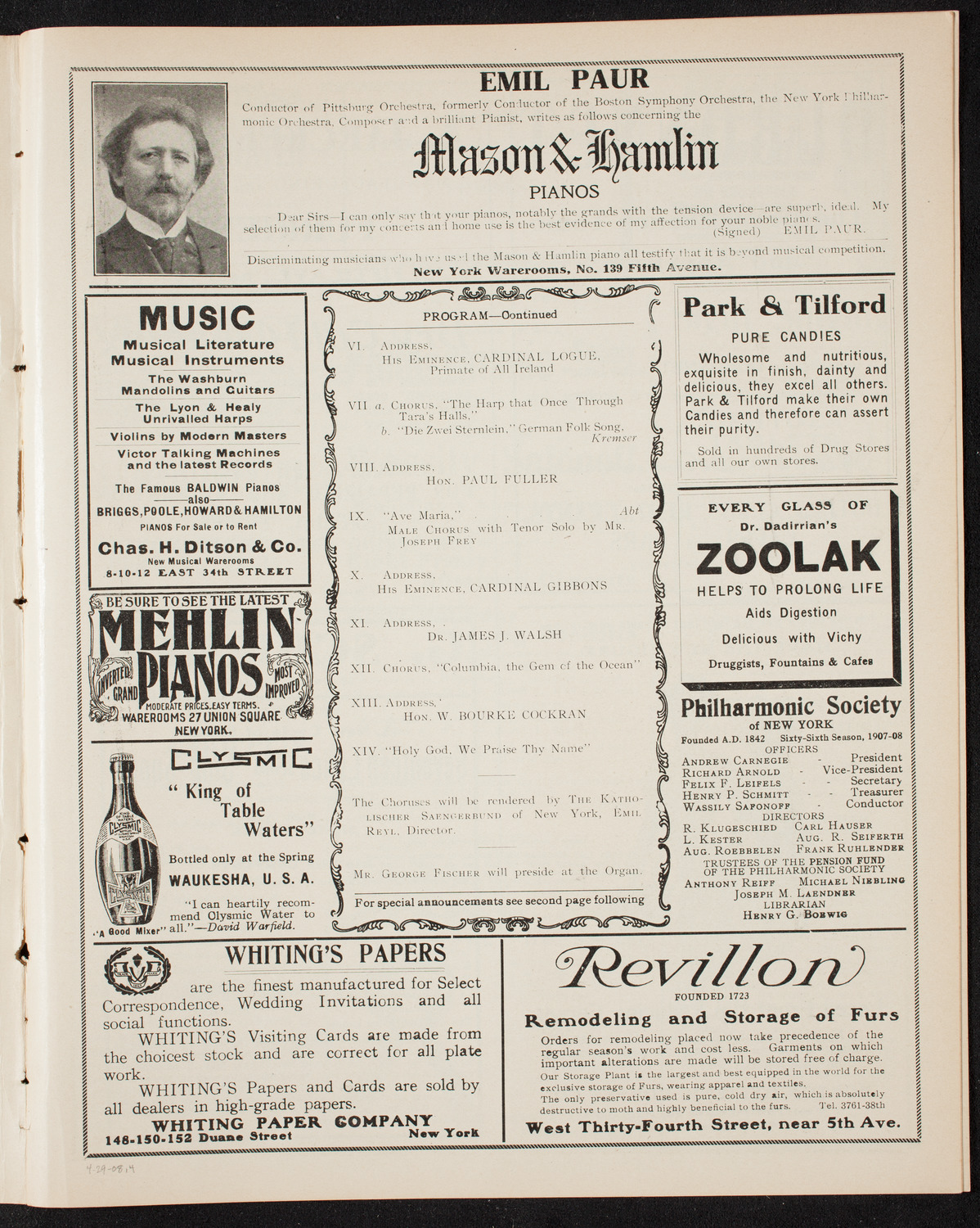 Centenary Celebration of The Diocese of New York, April 29, 1908, program page 7