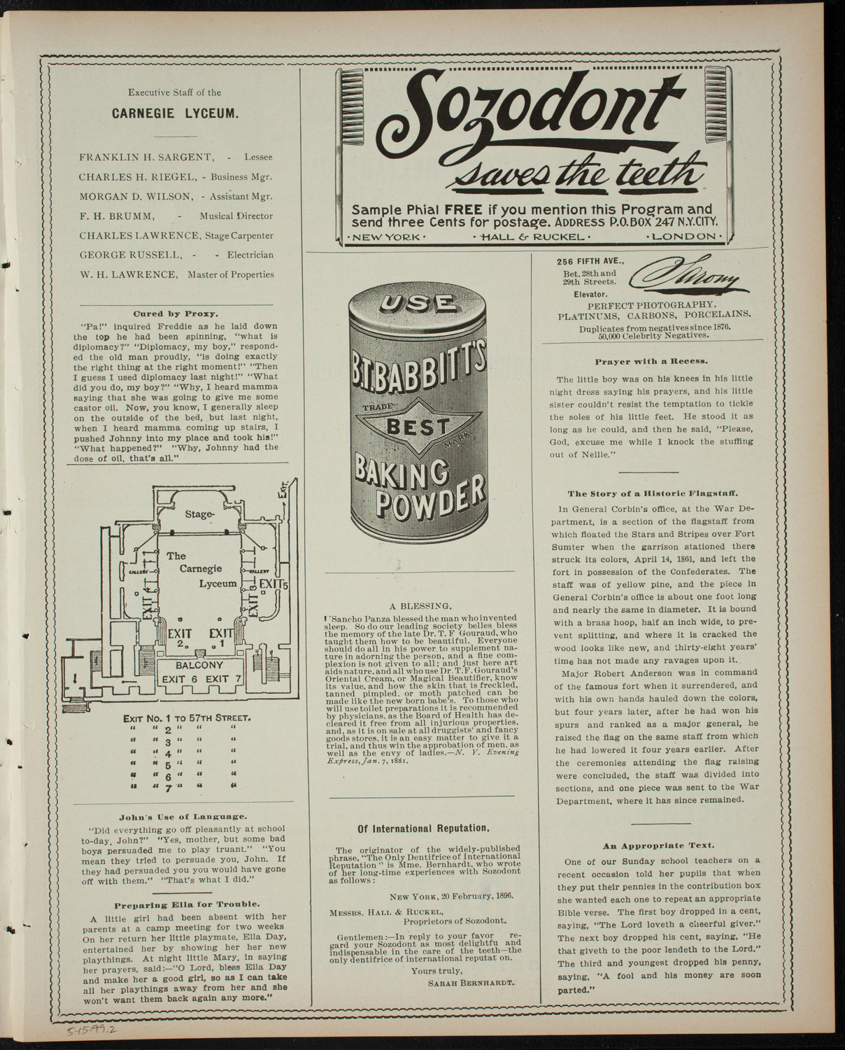 Paolo Gallico and Pupils, May 15, 1899, program page 3