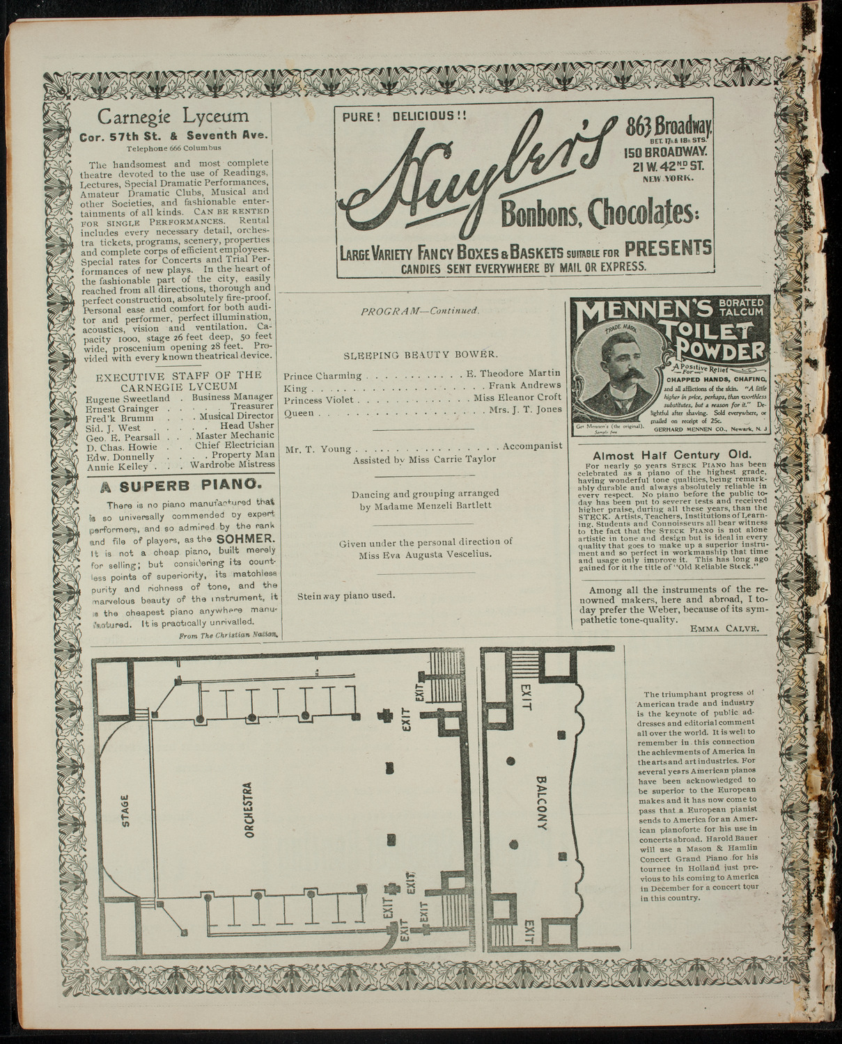Benefit Performance for the International Sunshine Society, May 29, 1902, program page 4