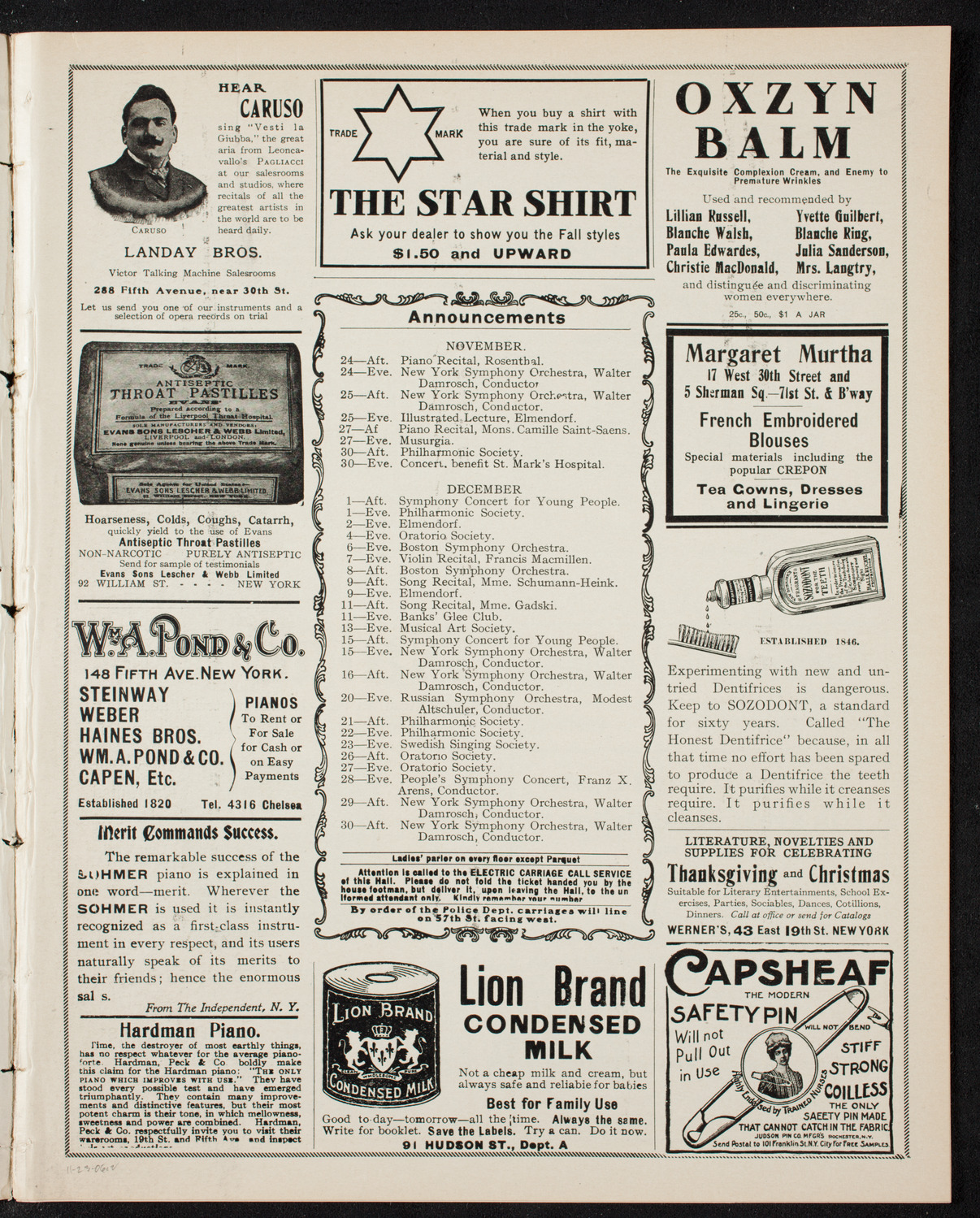 People's Symphony Concert, November 23, 1906, program page 3