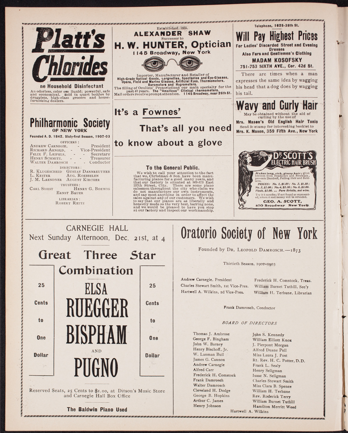 Benefit: German Hospital and Dispensary, December 14, 1902, program page 2
