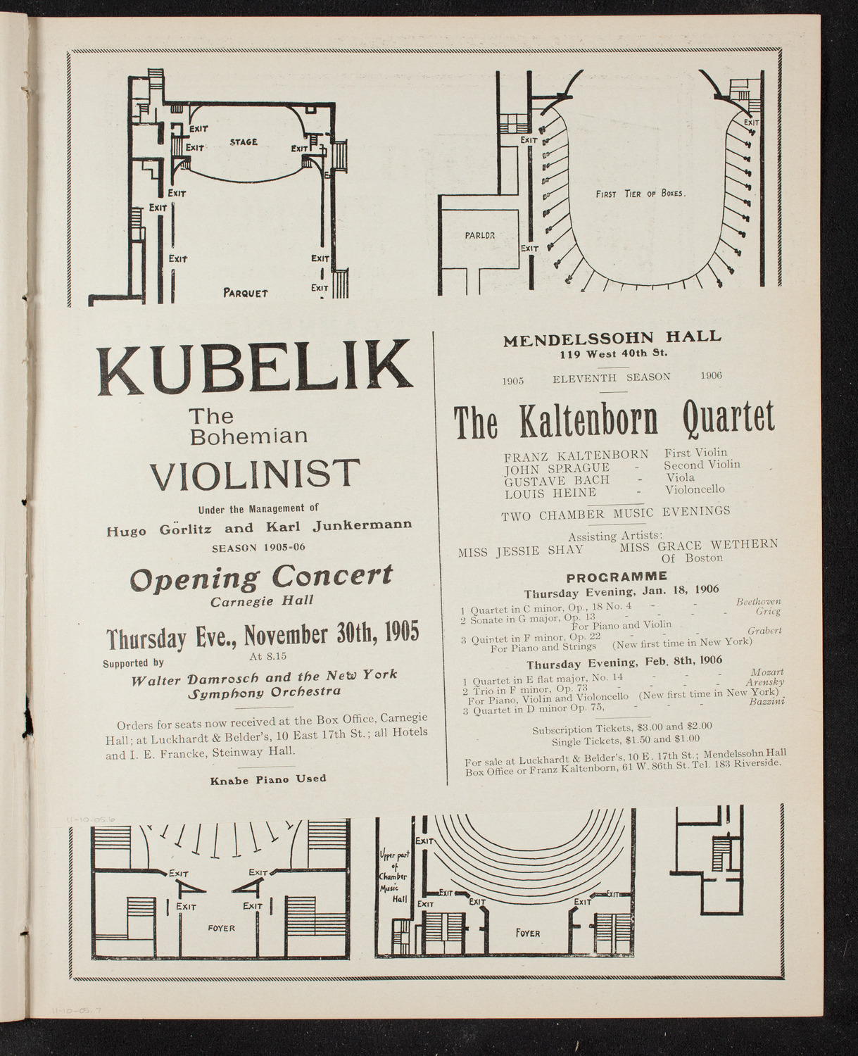 New York Philharmonic, November 10, 1905, program page 11