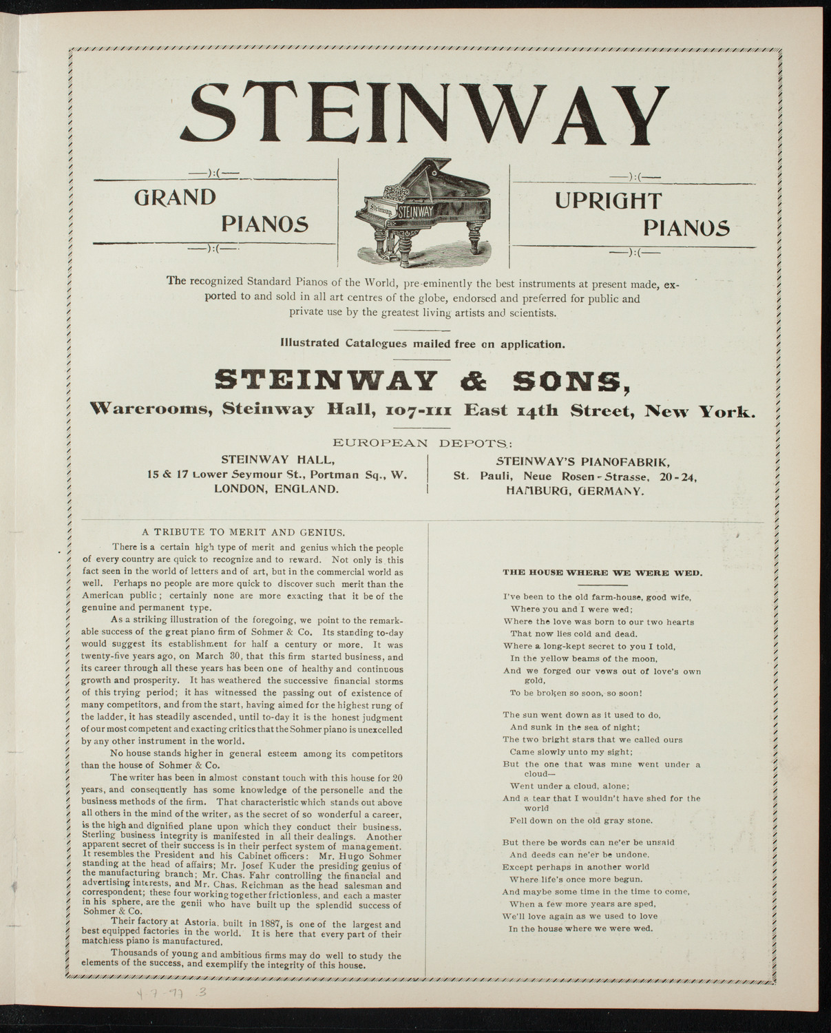 Illustrated Lecture: Evolution of the Earth, April 7, 1897, program page 5