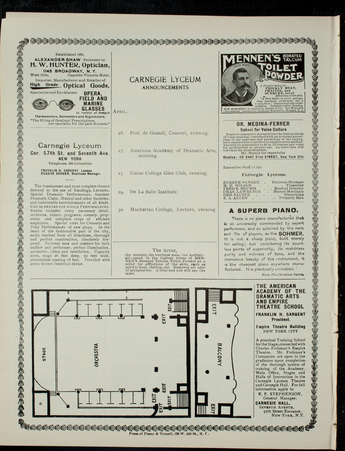 American Academy of Dramatic Arts Final Examination, April 26, 1901, program page 4