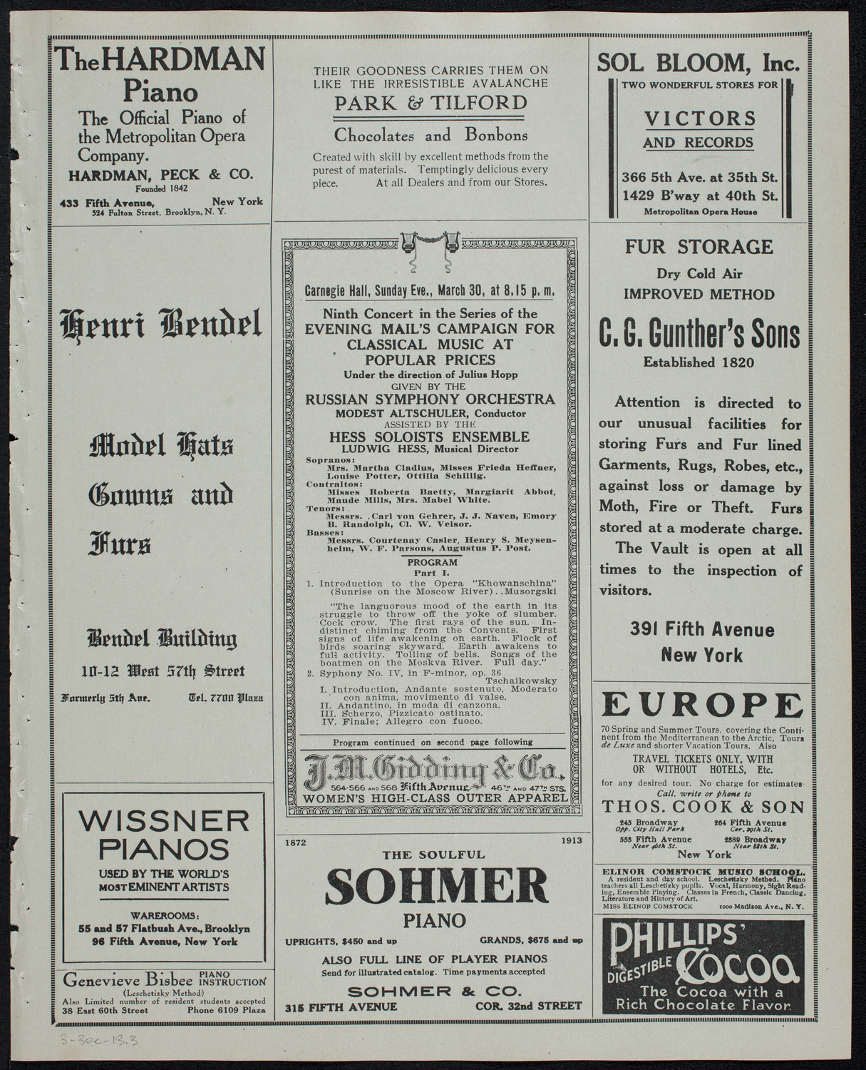 Russian Symphony Society of New York, March 30, 1913, program page 5