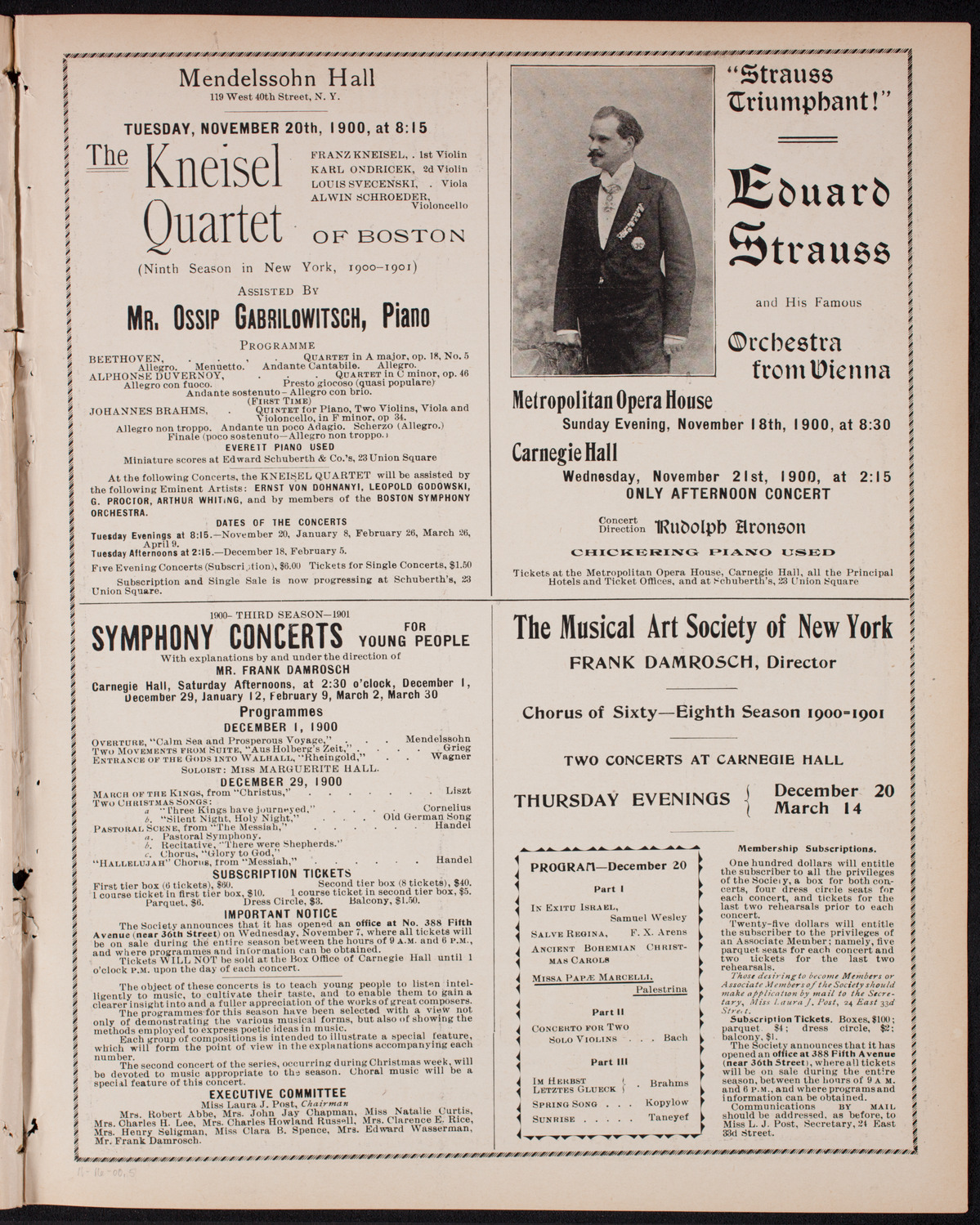 New York Philharmonic, November 16, 1900, program page 9