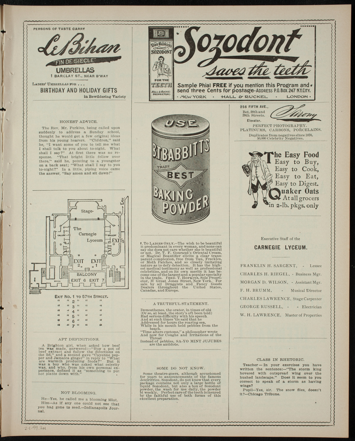 Powers-Arnold Wednesday Morning Musicale, February 1, 1899, program page 3