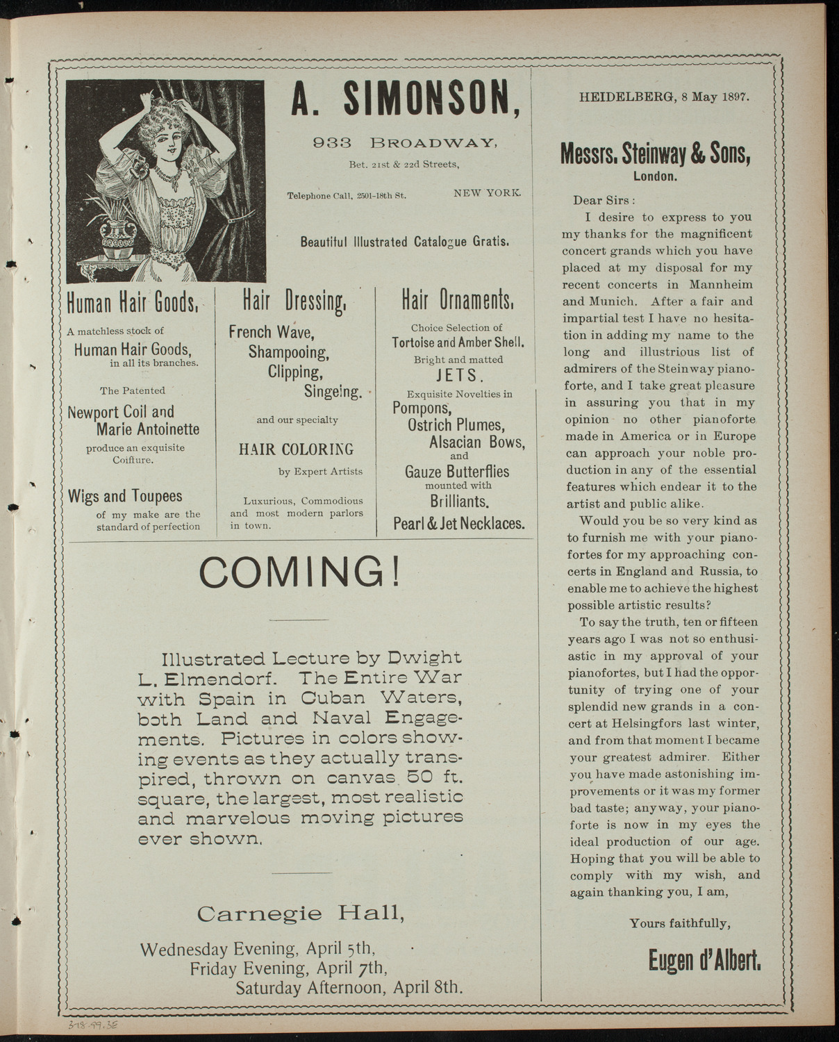 Comparative Literature Society Saturday Morning Conference, March 18, 1899, program page 5