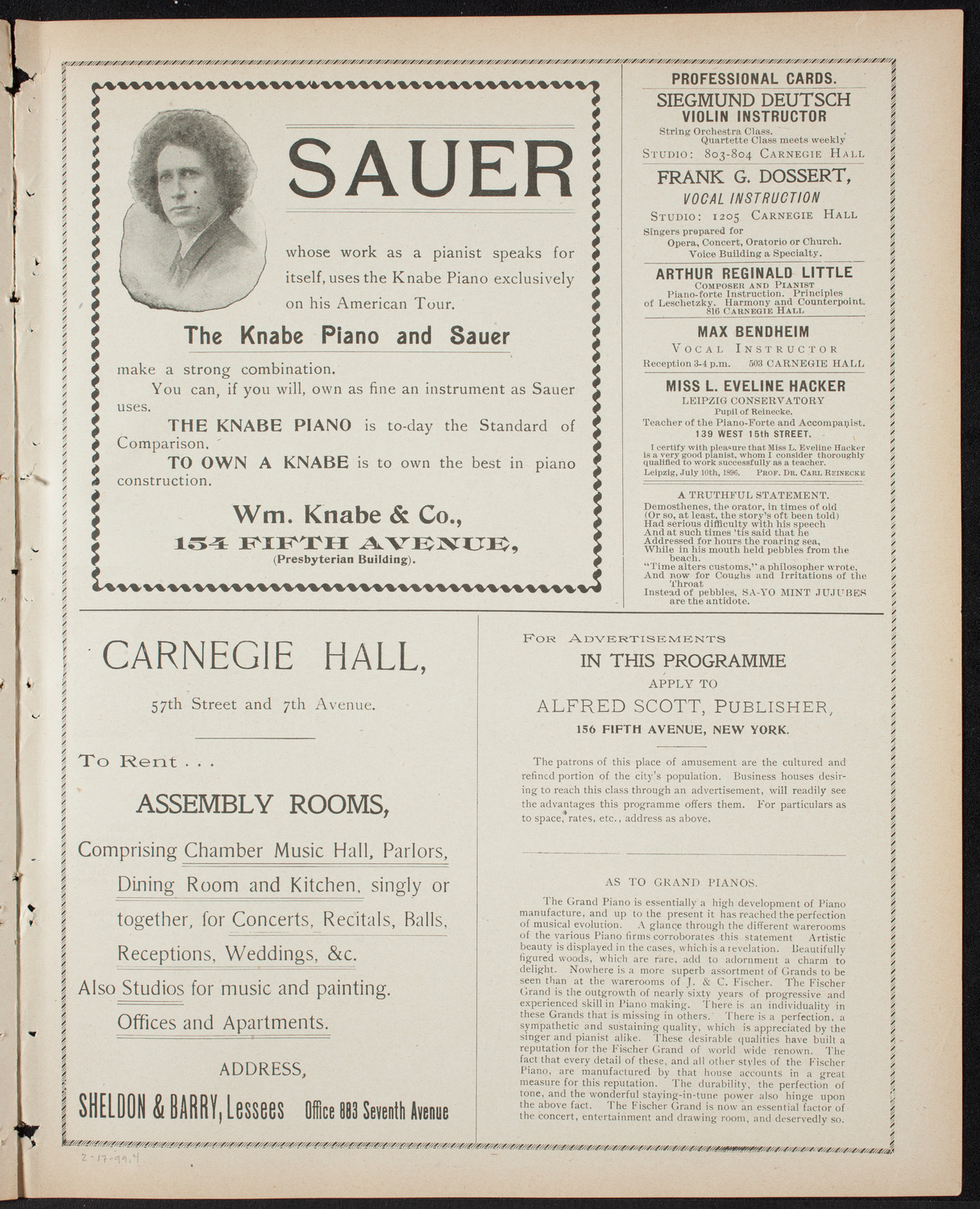 Paur Symphony Orchestra, February 17, 1899, program page 7