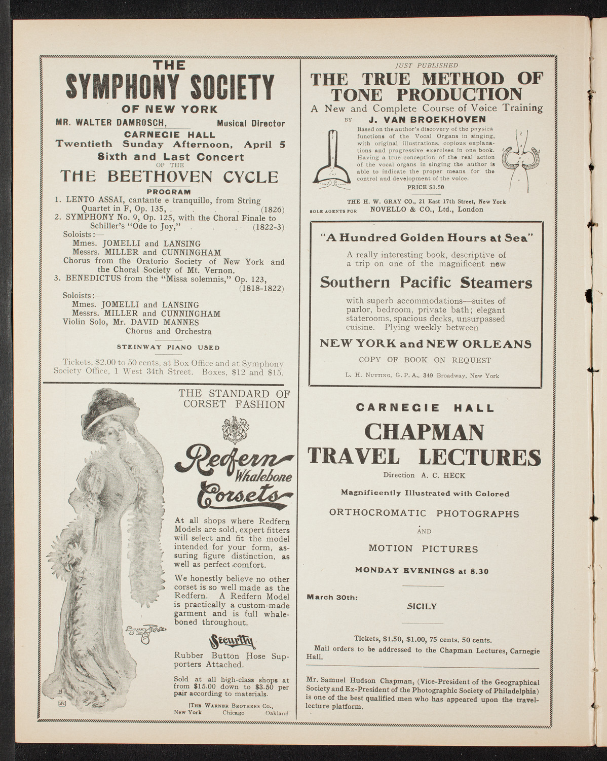 Cantors Association of New York, March 29, 1908, program page 2