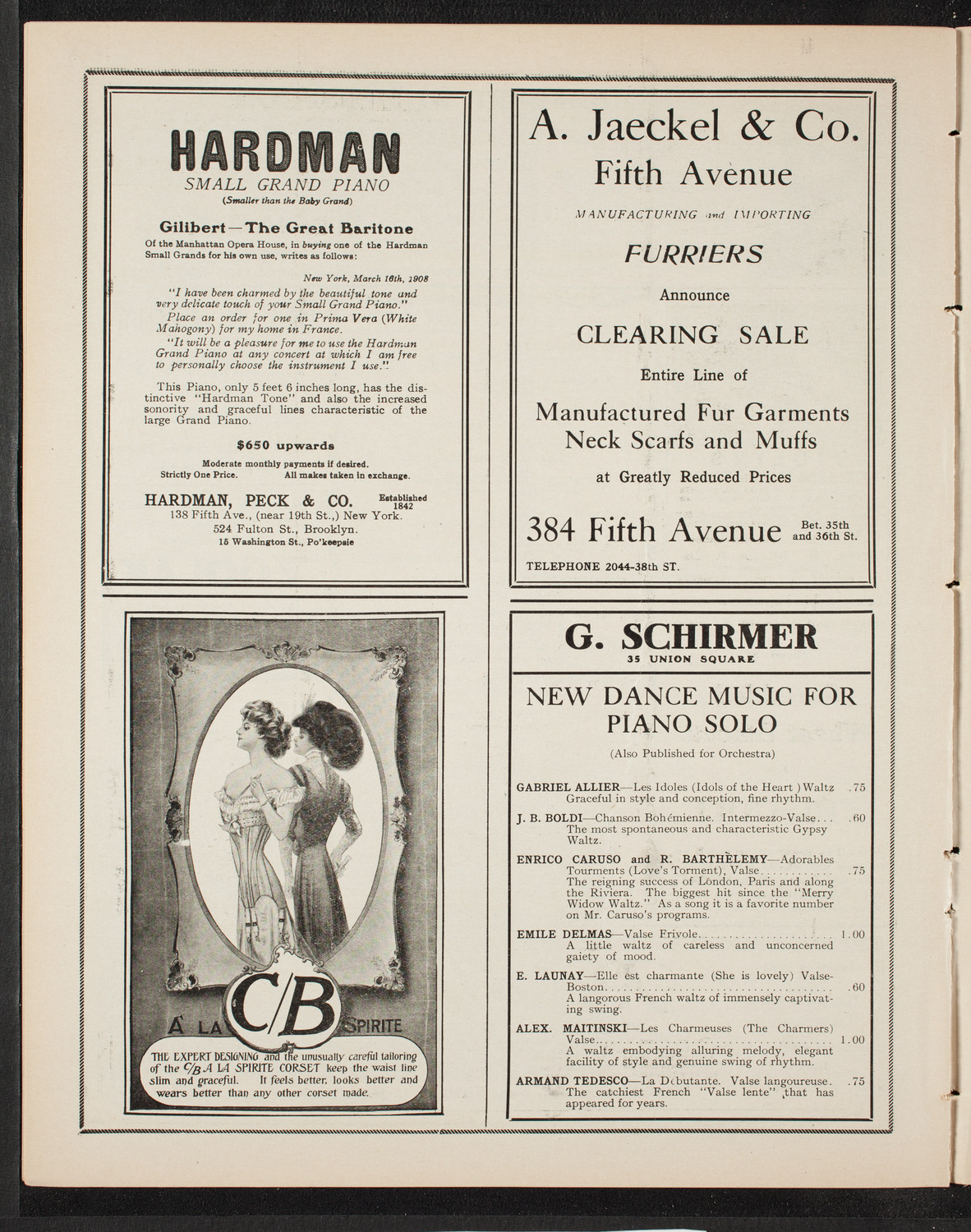 Benefit: Caledonian Hospital Society, February 10, 1909, program page 8