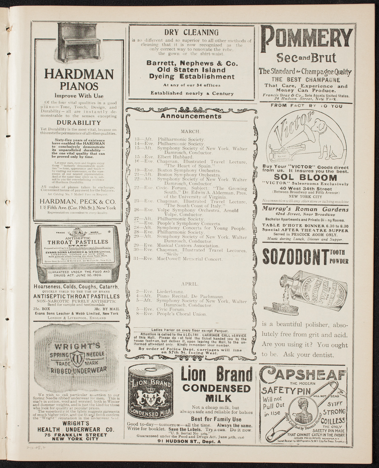 Musical Art Society of New York, March 12, 1908, program page 3