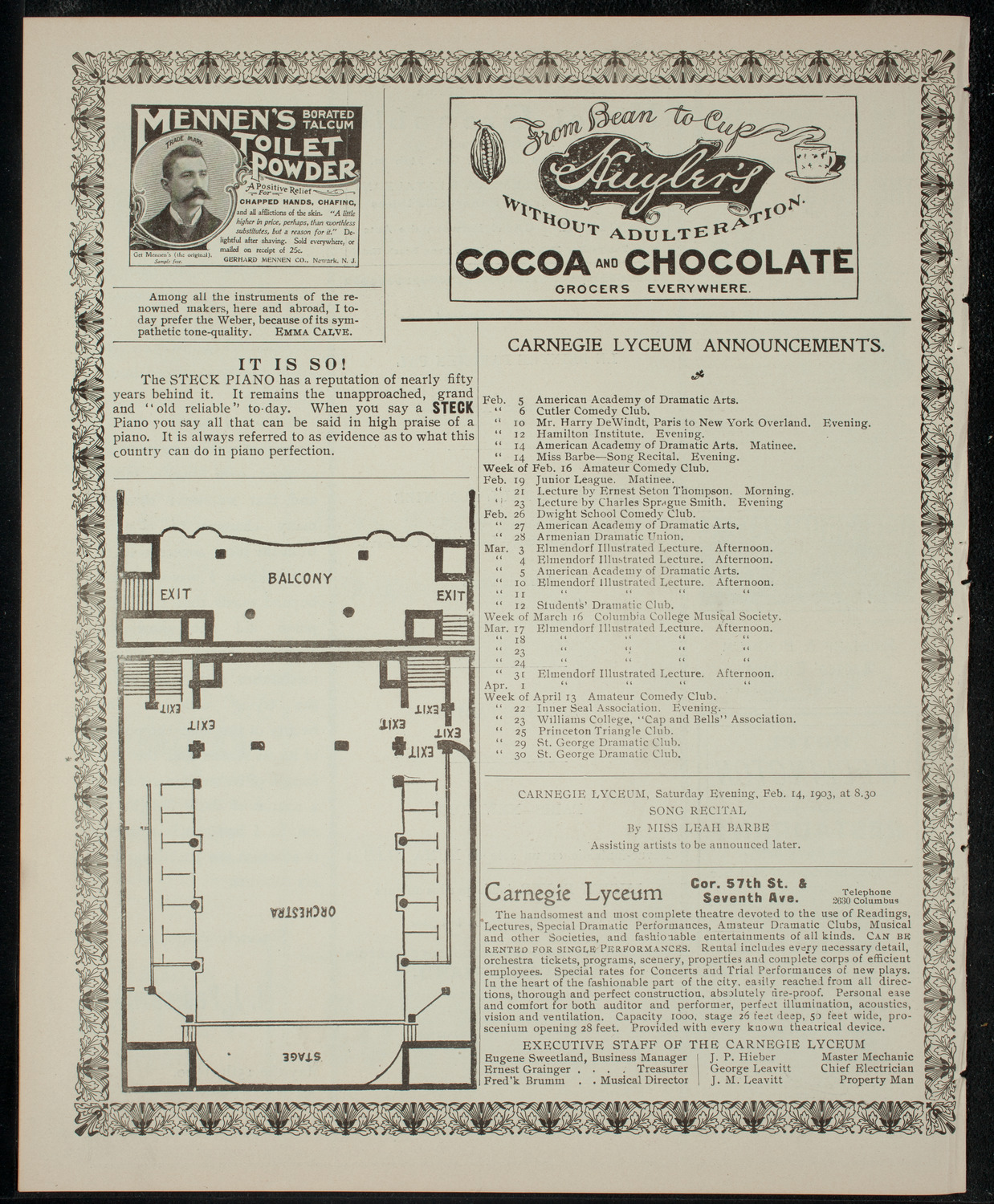 Numa Bles and Lucien Boyer, February 4, 1903, program page 4