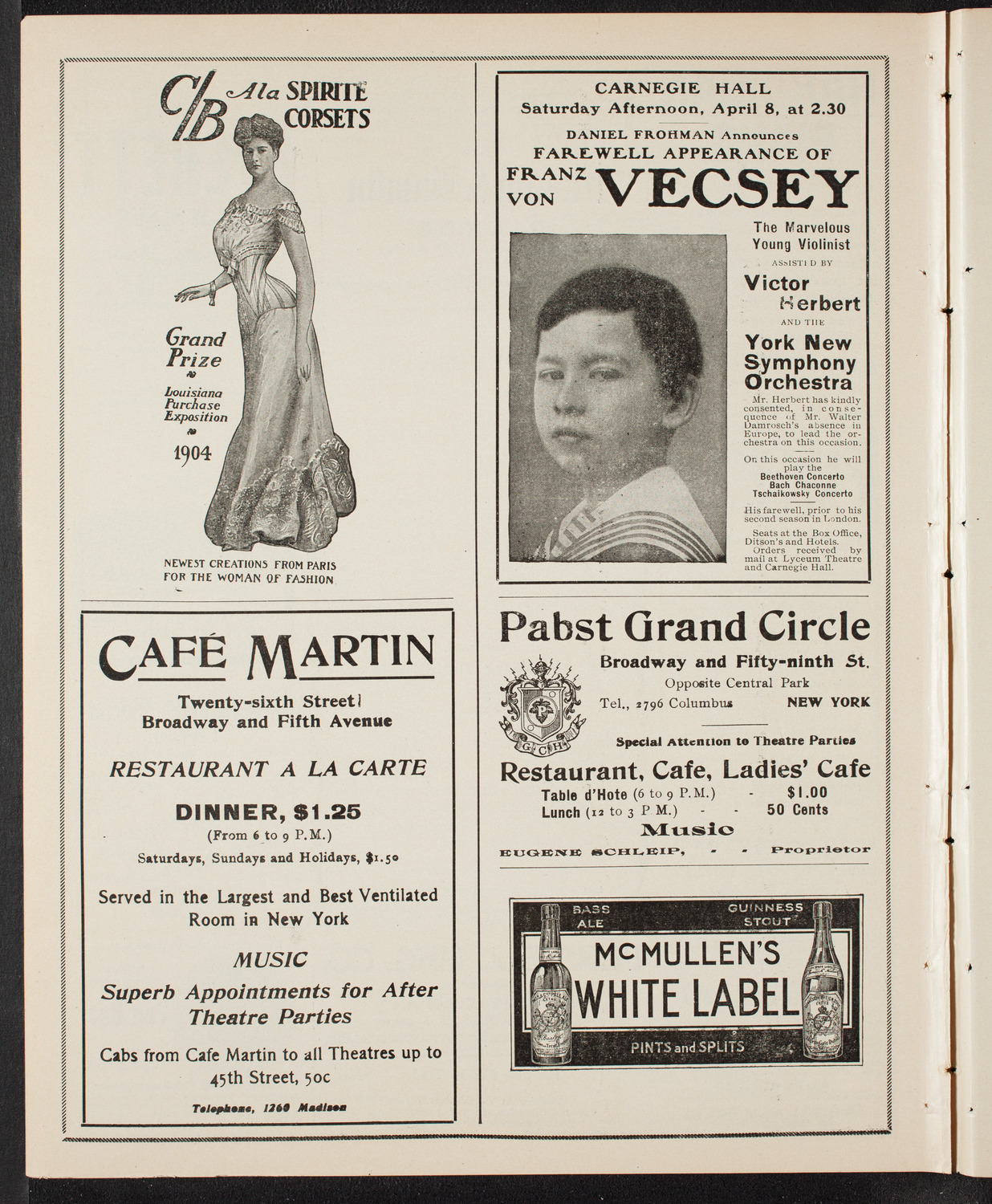 New York Philharmonic, March 25, 1905, program page 8