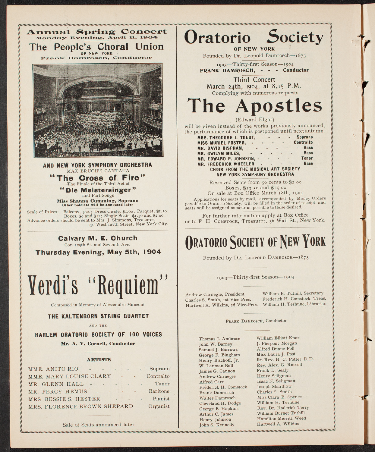 Richard Strauss with Wetzler Symphony Orchestra, March 21, 1904, program page 8