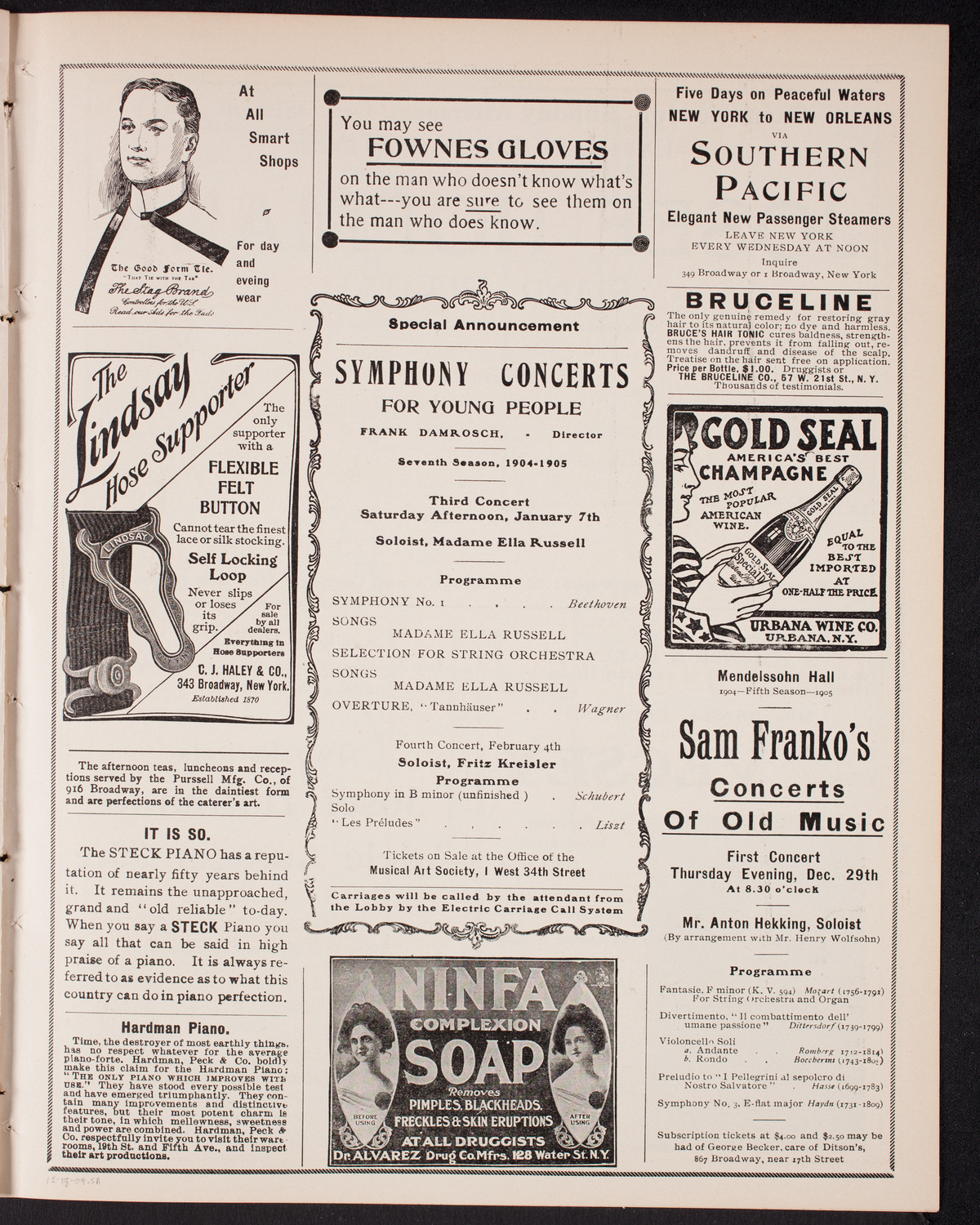 New York Symphony Orchestra, December 18, 1904, program page 9