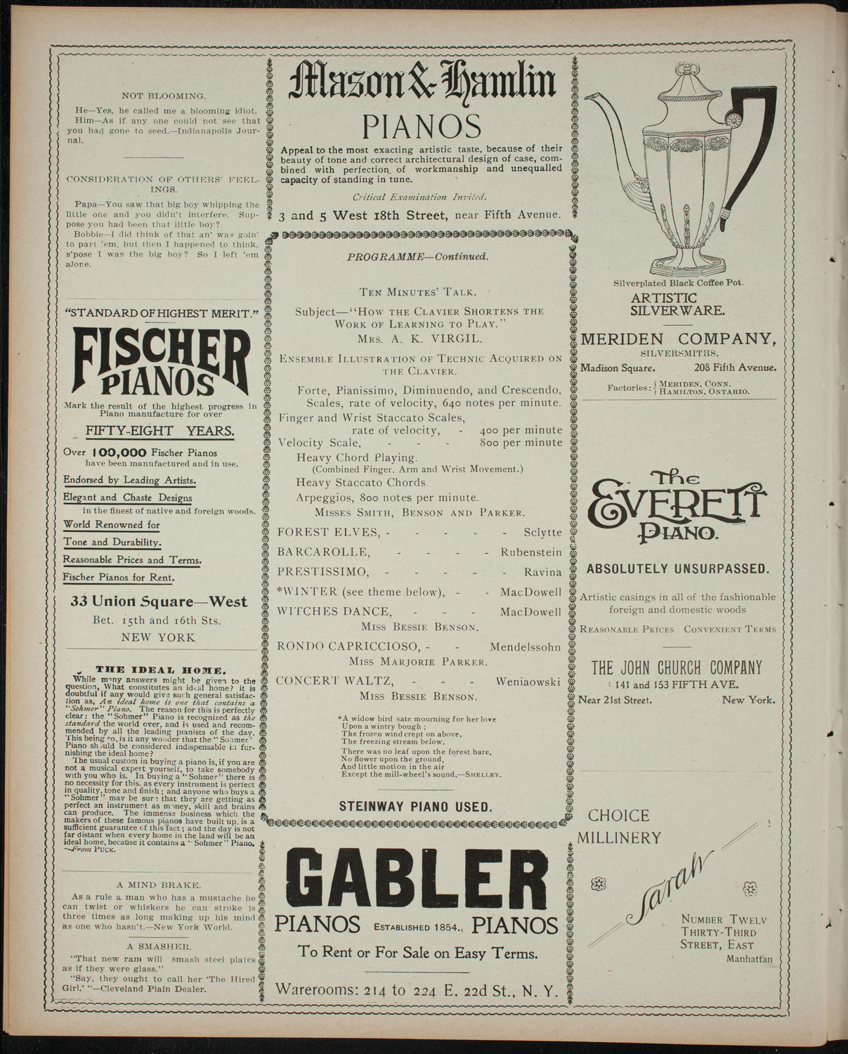 Students of the Virgil Piano School, November 22, 1898, program page 6