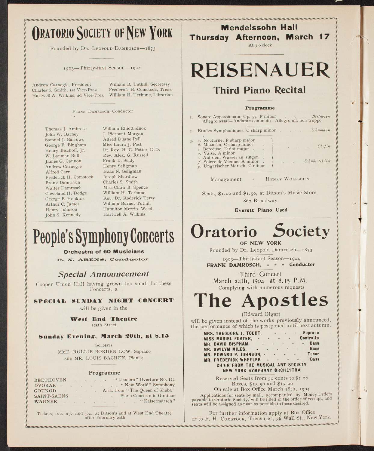 Lillian Nordica, Soprano, with the New York Symphony Orchestra, March 12, 1904, program page 8