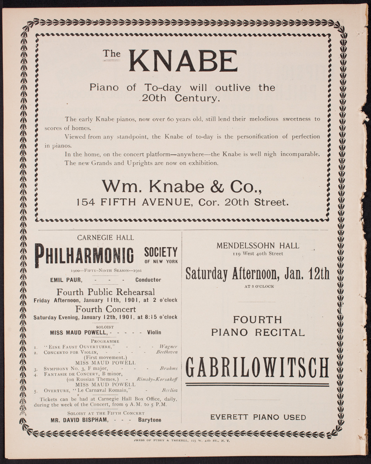 Sousa and His Band, January 6, 1901, program page 8