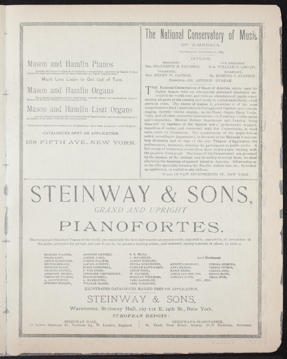 Schimidt-Herbert String Quartet, January 13, 1893, program page 3