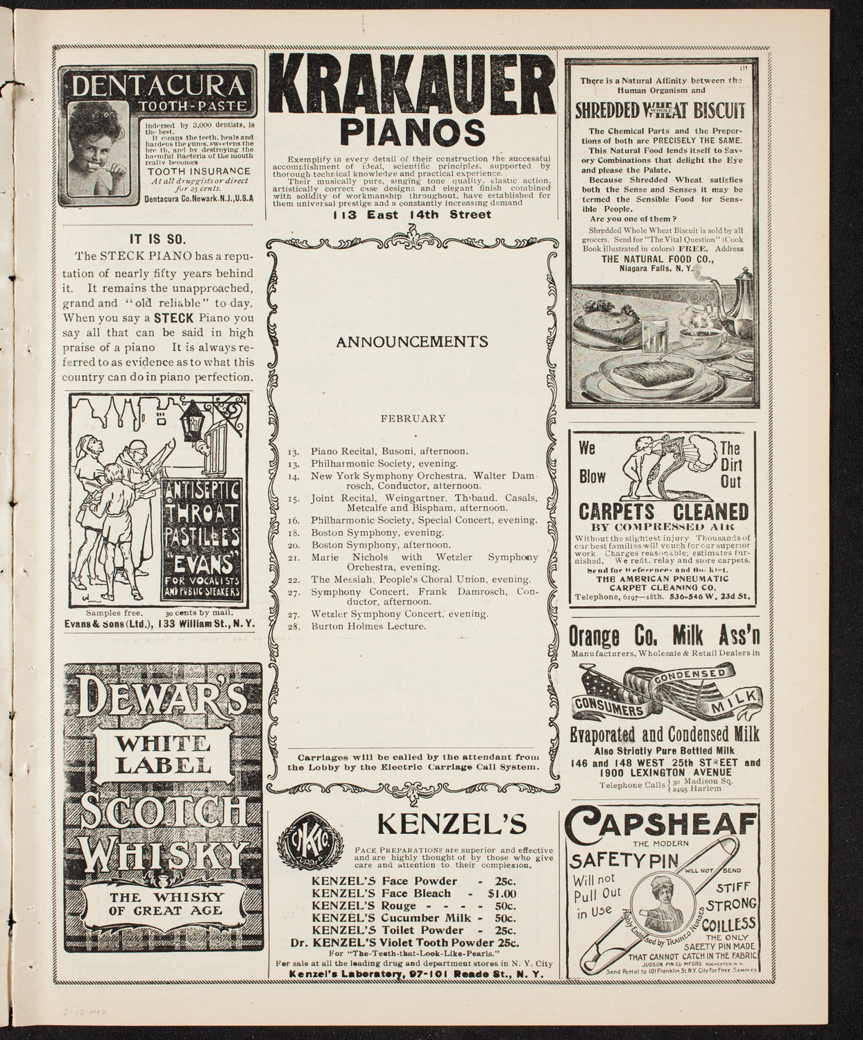 New York Philharmonic, February 12, 1904, program page 3