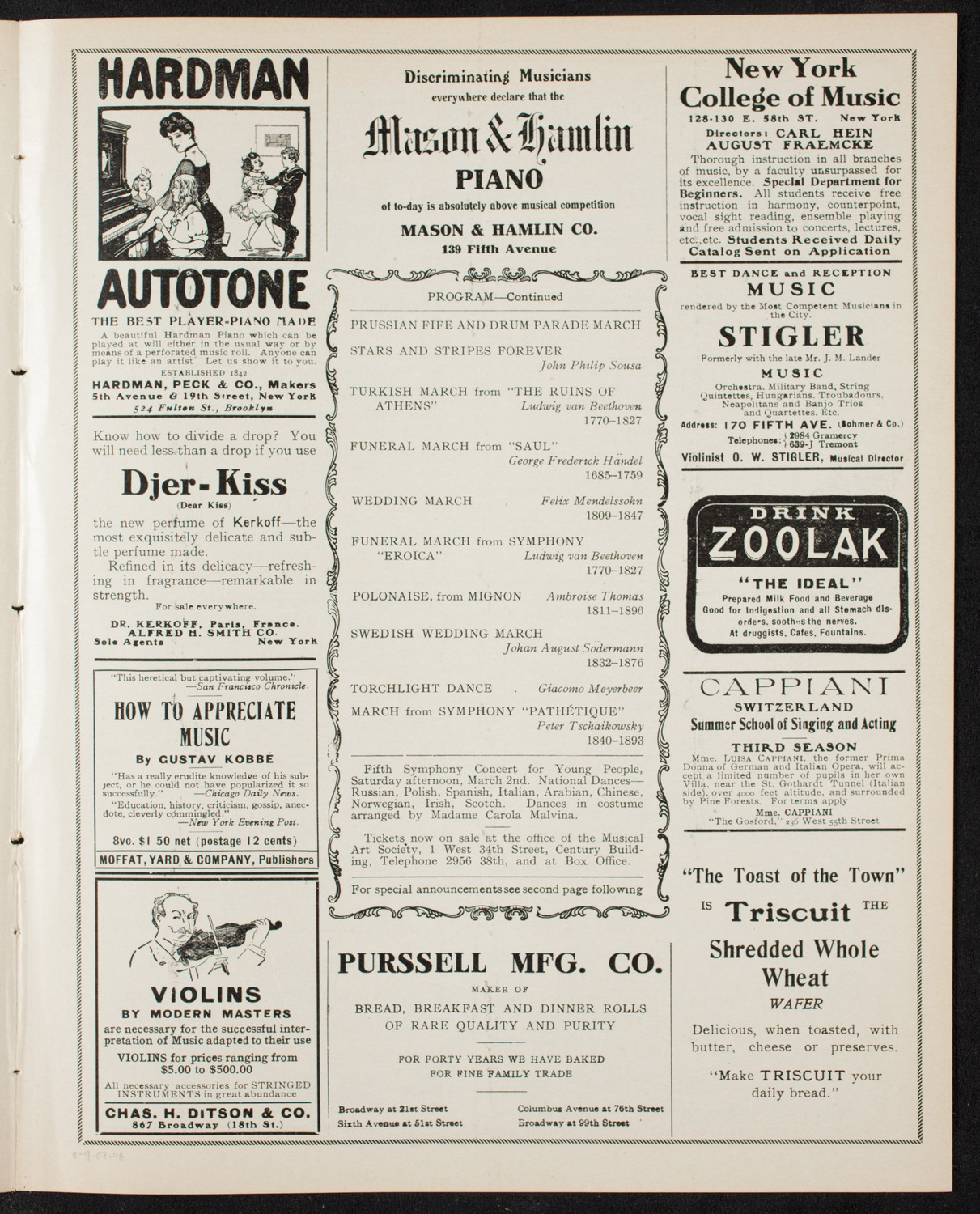 Symphony Concert for Young People, February 9, 1907, program page 7