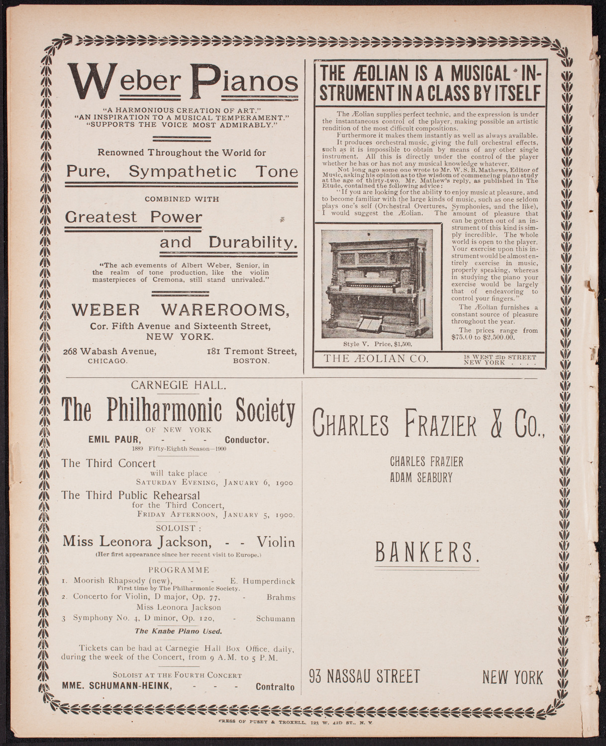 Benefit: Workingman's School and District Nursing Department, December 26, 1899, program page 8