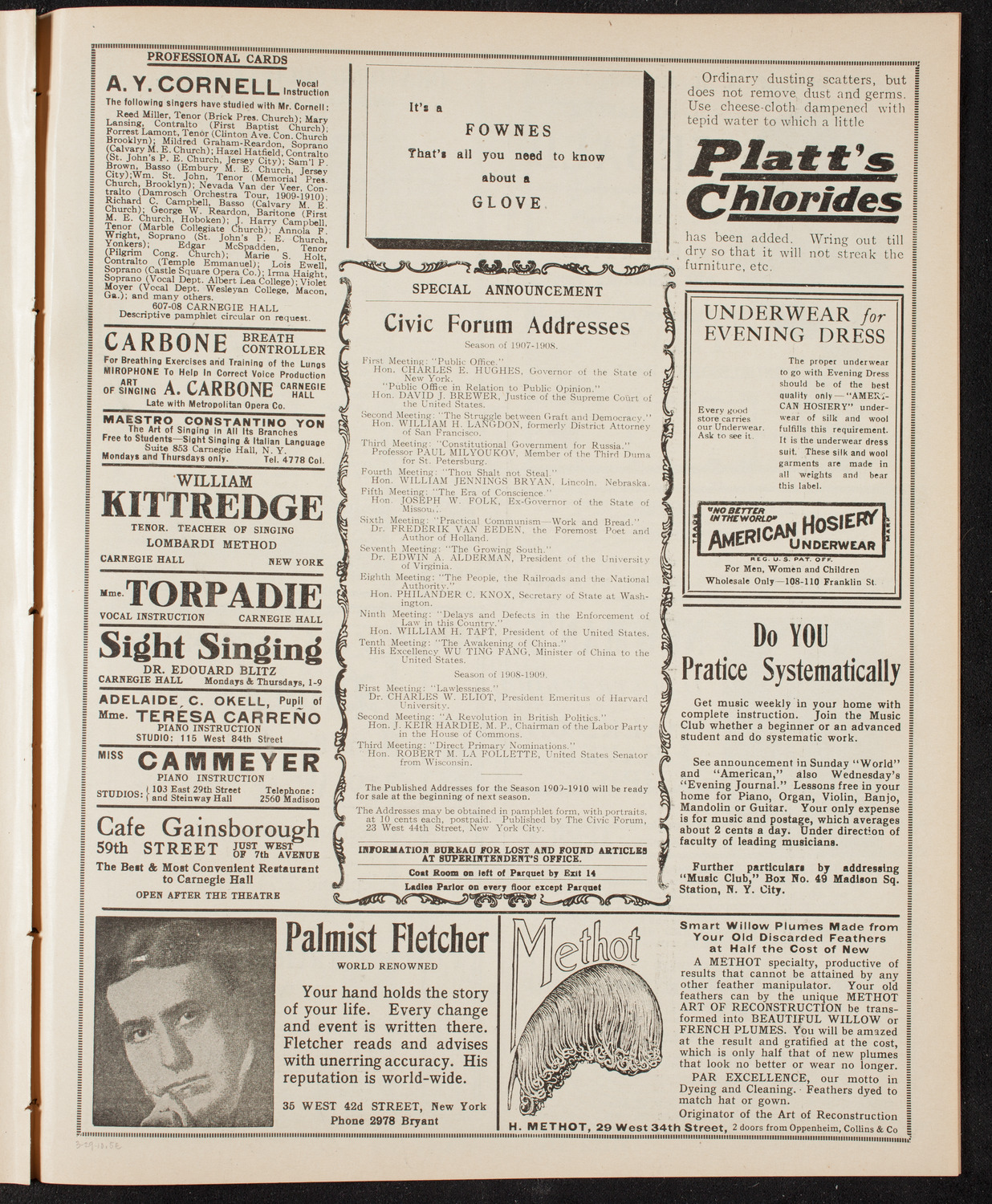The Civic Forum, featuring Sir Ernest Shackleton, March 29, 1910, program page 9