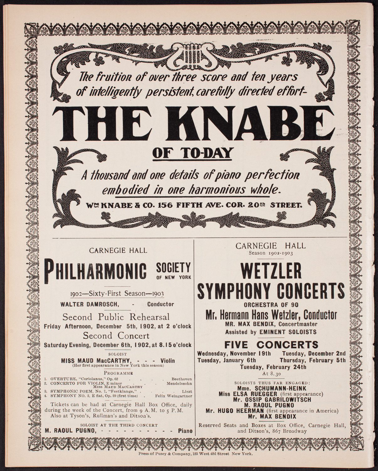 Oratorio Society of New York, November 18, 1902, program page 12