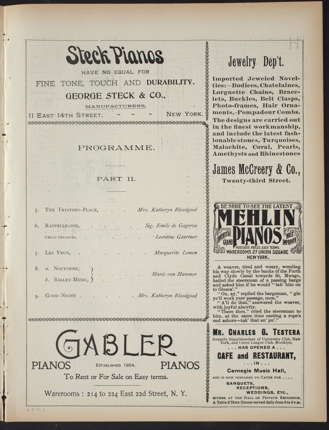 Marie von Hammer, March 8, 1897, program page 5