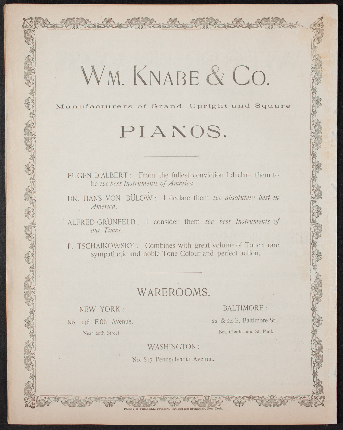 Ignacy Jan Paderewski, Piano, January 14, 1893, program page 8