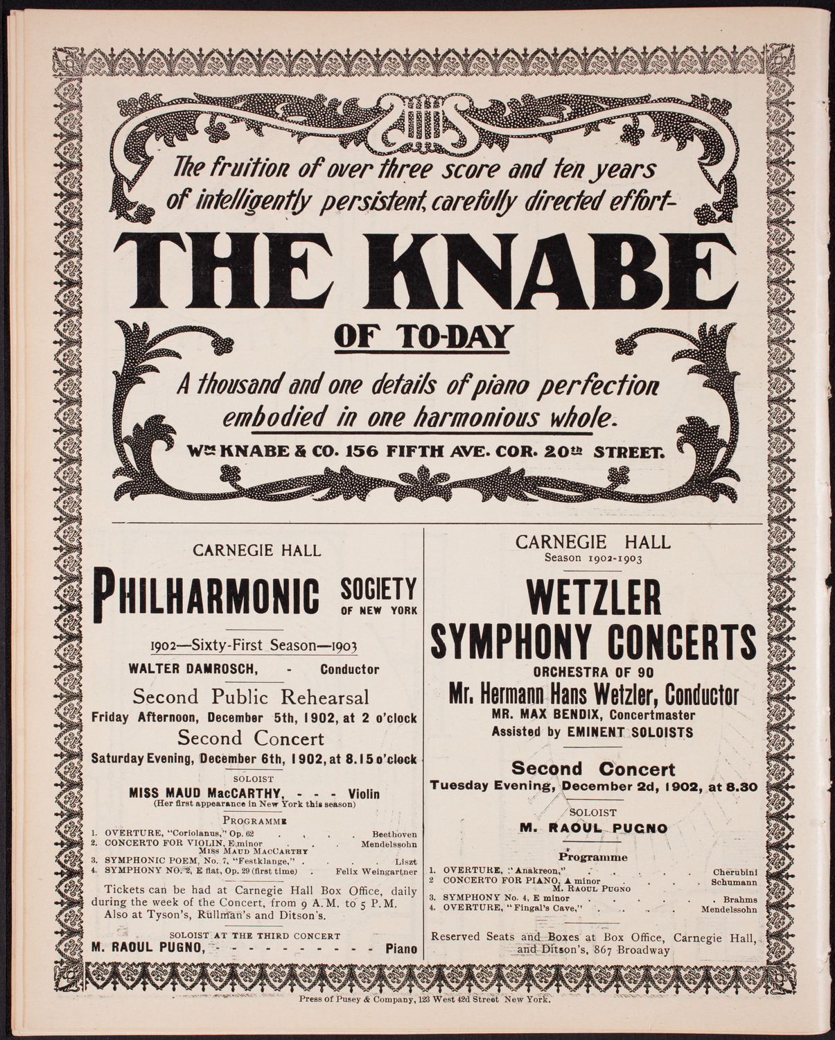 Wetzler Symphony Orchestra, November 19, 1902, program page 12