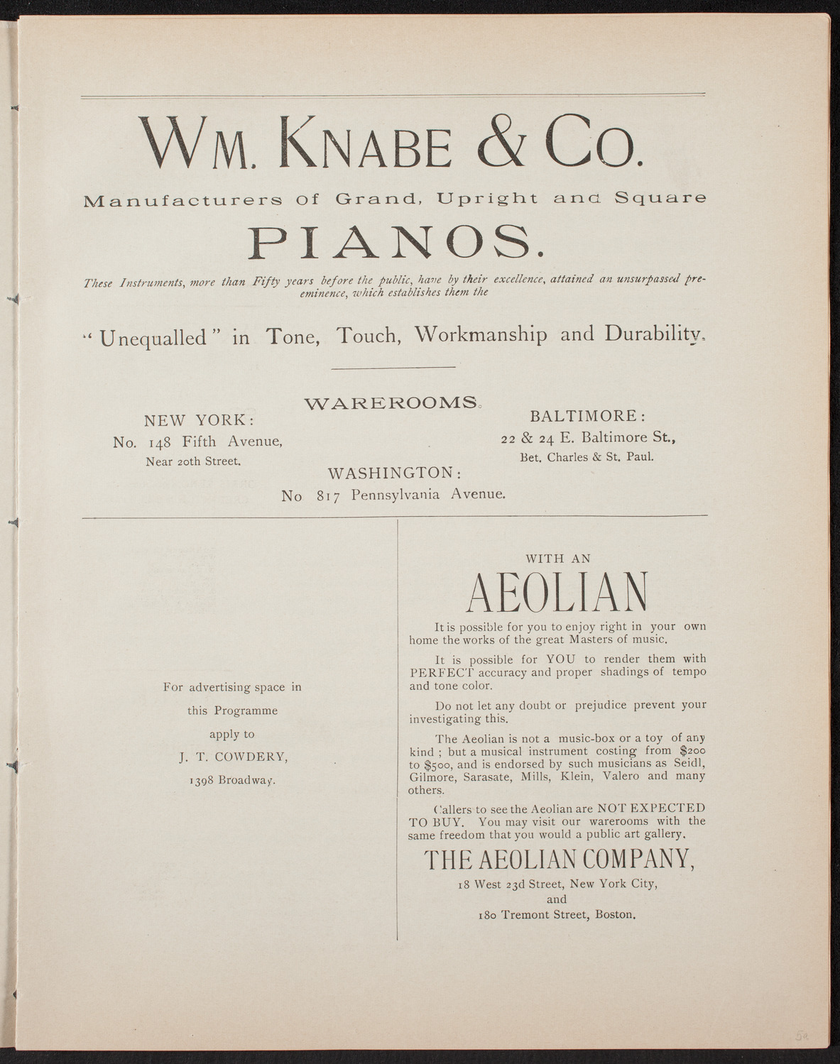 W.T. Talbert, April 25, 1892, program page 3