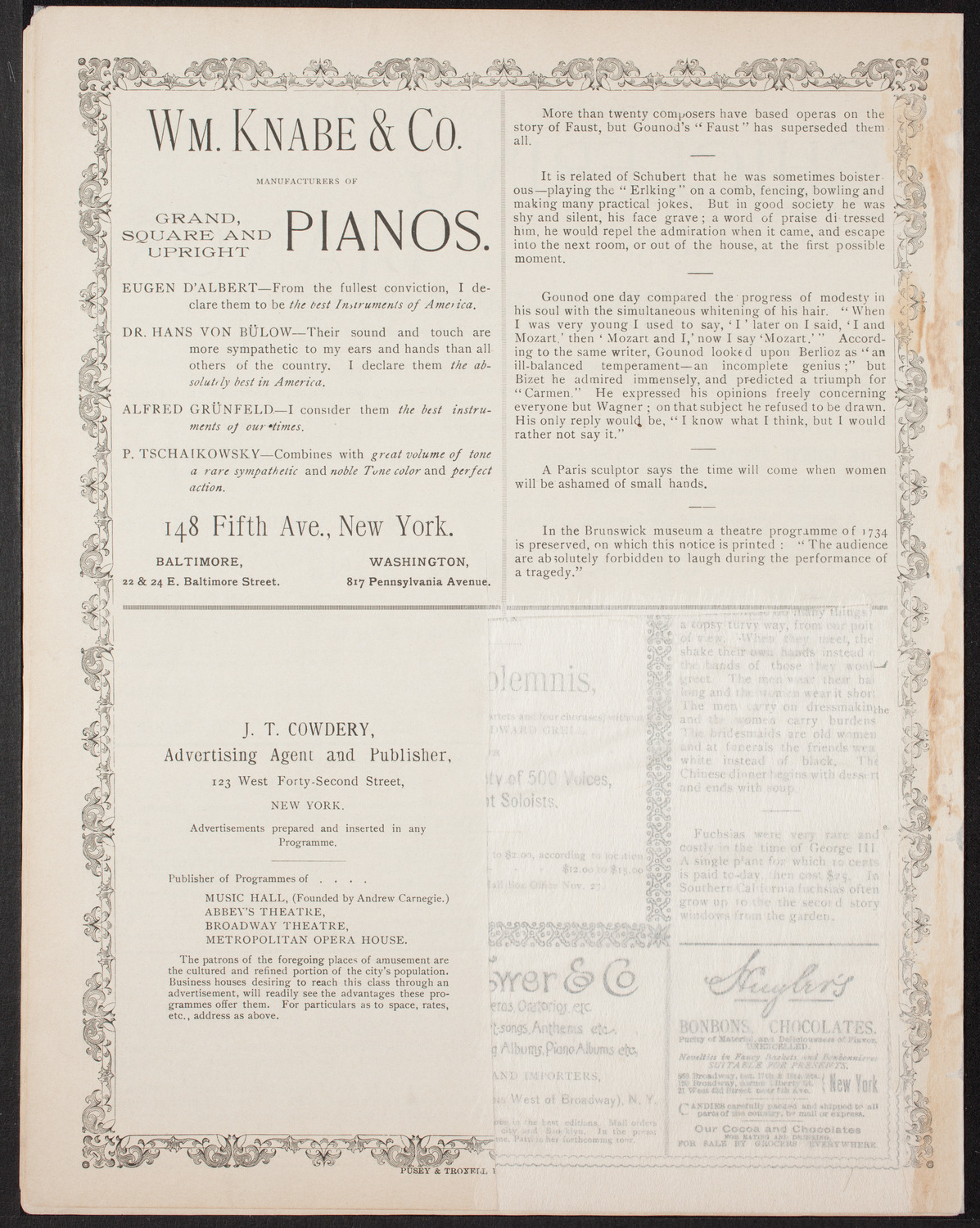 Adelina Patti with Orchestra, November 18, 1893, program page 10
