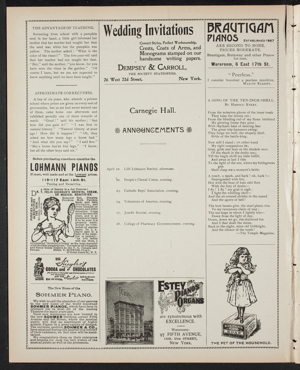 New York Banks' Glee Club, April 18, 1899, program page 2