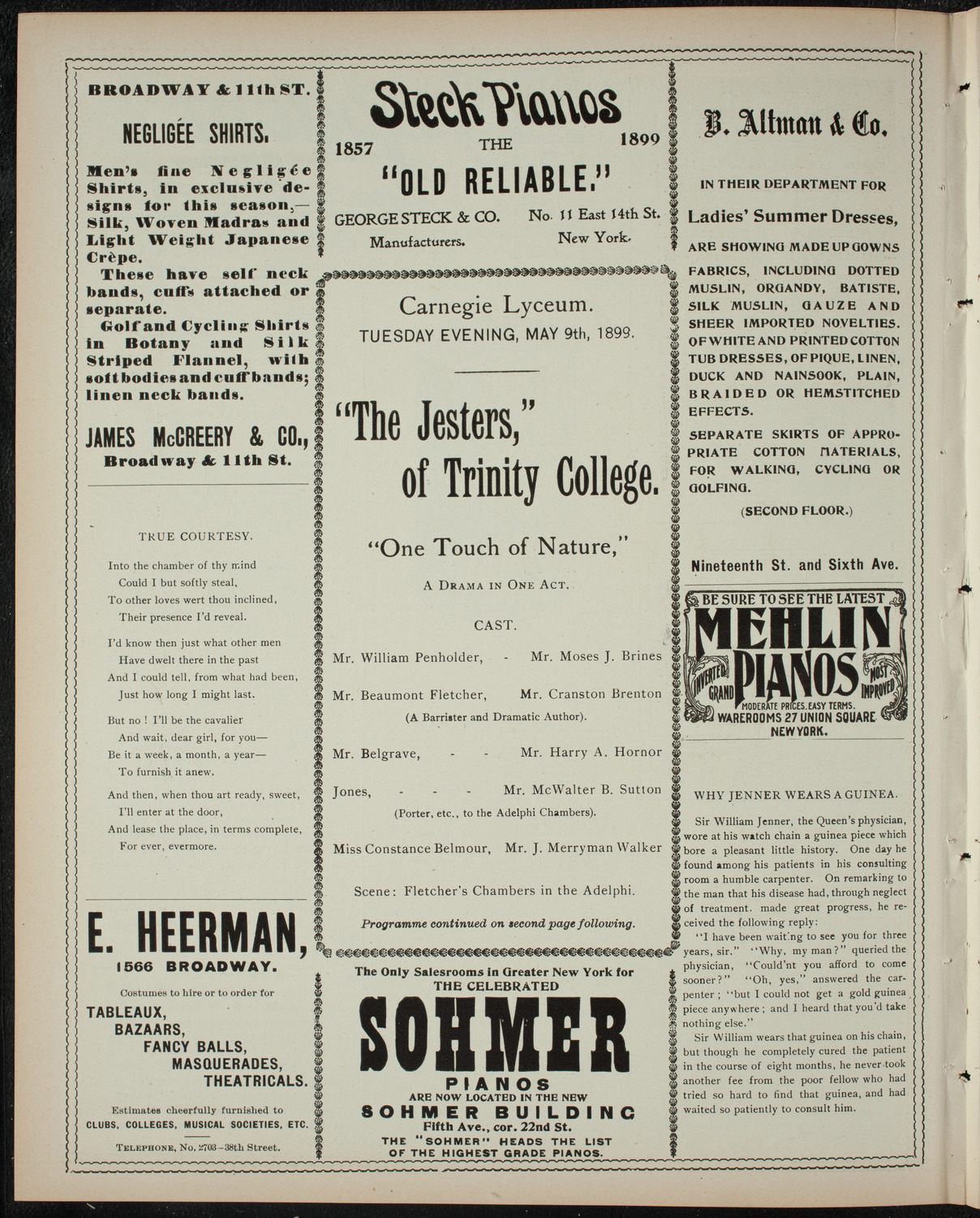 The Jesters of Trinity College, May 9, 1899, program page 4