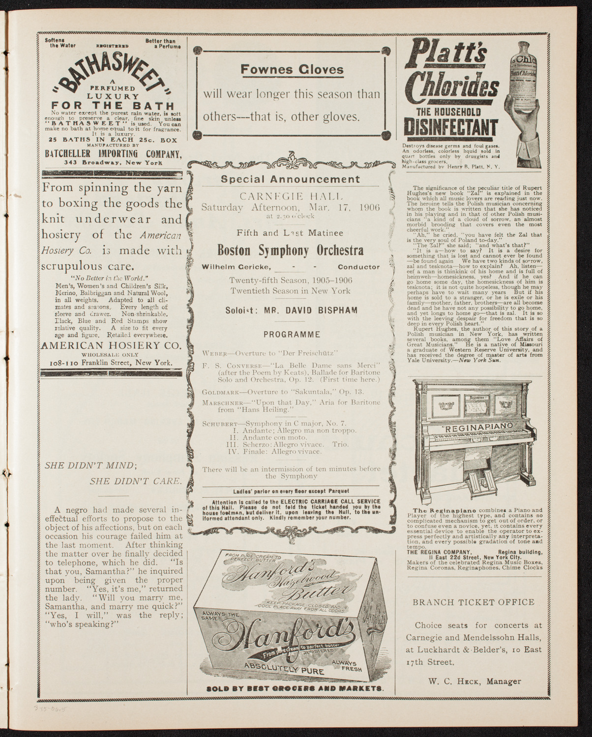 Boston Symphony Orchestra, March 15, 1906, program page 11