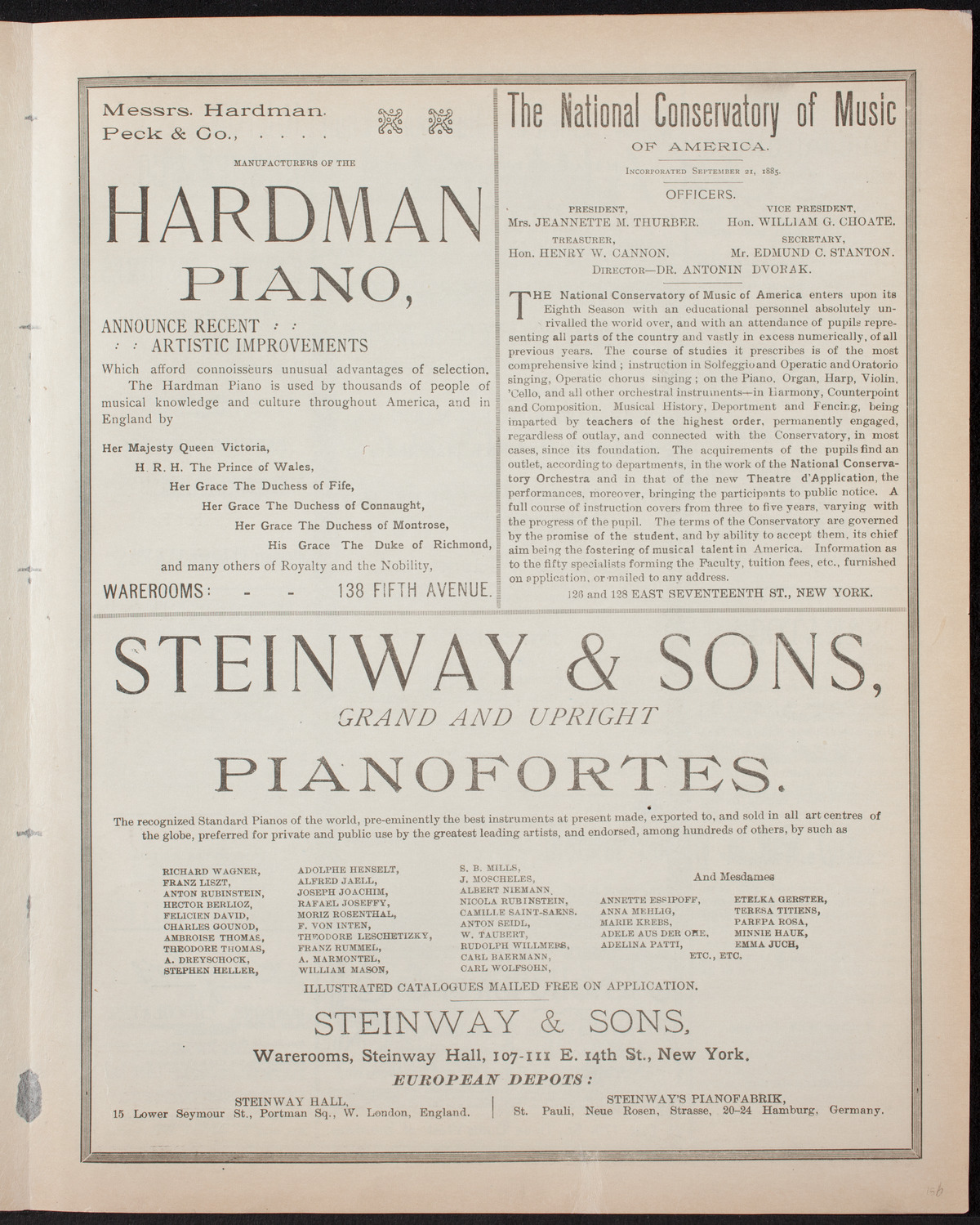 Grand Wagner Concert to Benefit the Orthopaedic Dispensary and Hospital, February 21, 1893, program page 5