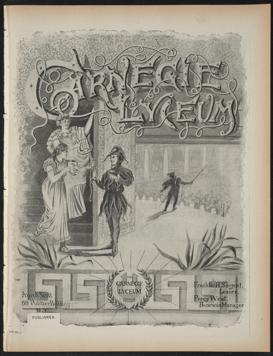 American Academy of Dramatic Arts: Private performance by members of the Junior Class, April 17, 1897, program page 1