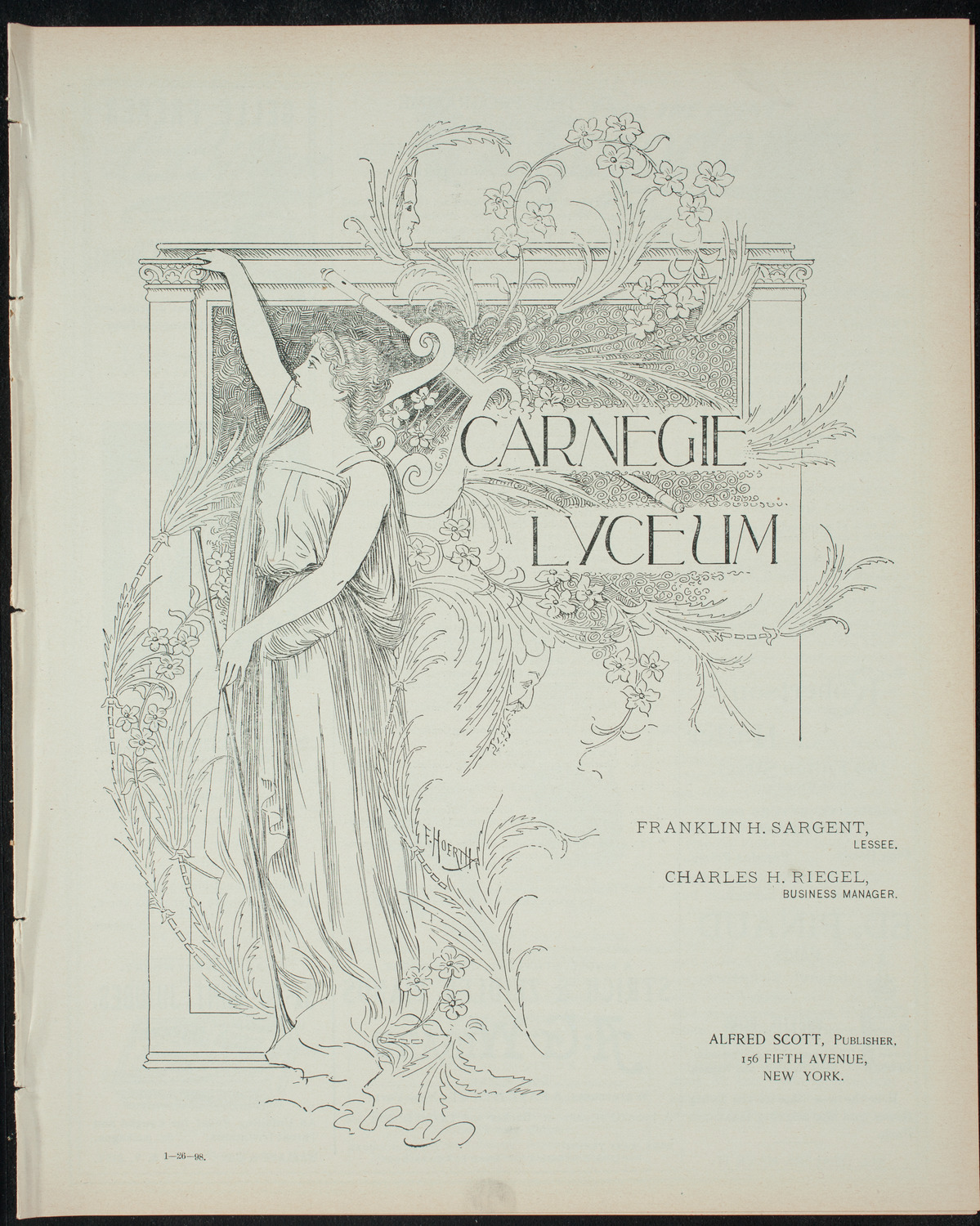 Powers-Mannes Wednesday Morning Musicale, January 26, 1898, program page 1