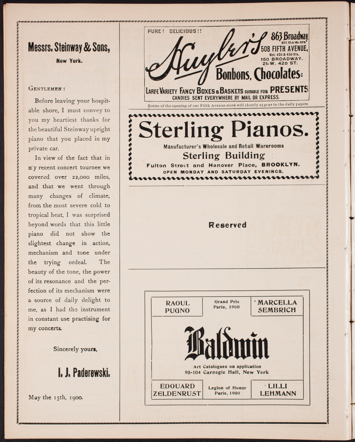 Alma Webster Powell and Eugenio di Pirani with Orchestra, November 7, 1902, program page 4