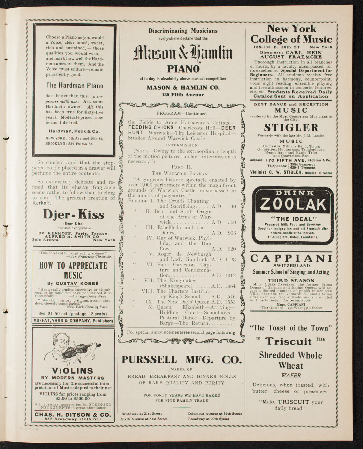 Elmendorf Lecture: England, February 17, 1907, program page 7